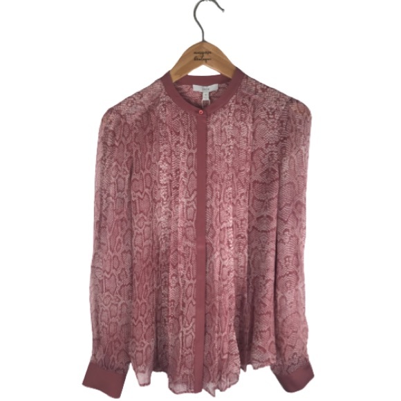 JOIE Tassa Silk Blouse Snakeskin Print Top Laurel - Picture 8 of 12